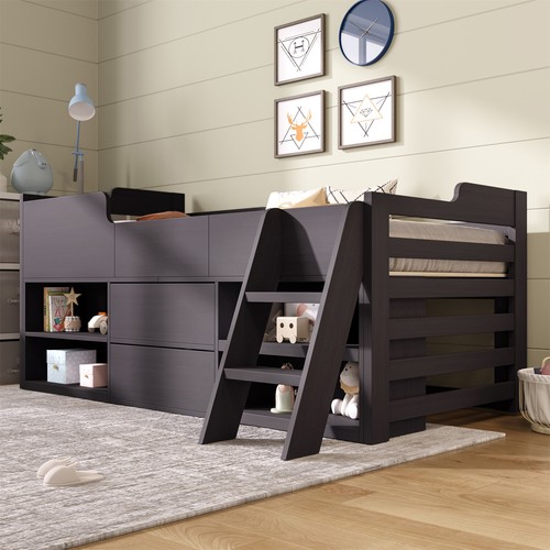 Kids wooden cabin bed mid - cabin,
