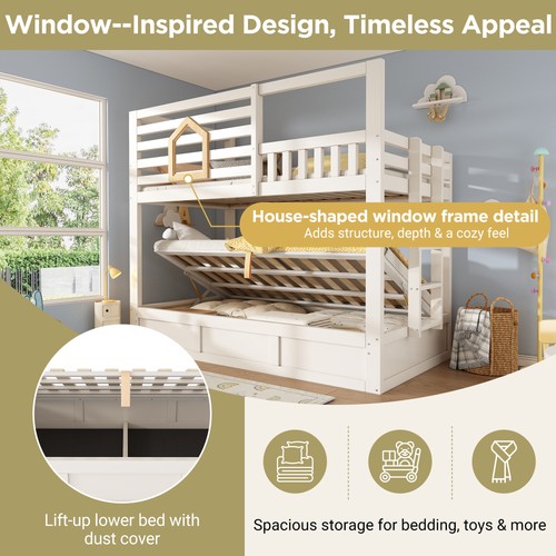 Kids wooden bunk - house, bed