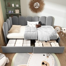 3FT Grey Velvet Sofa Bed with