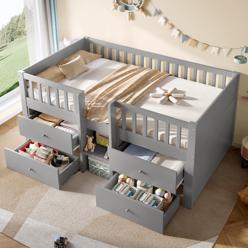 Grey low loft bed with - low,