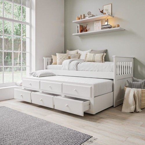 Single bed white wooden with - white,