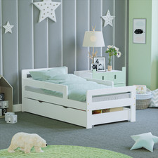 White Toddler Wood Bed Frame